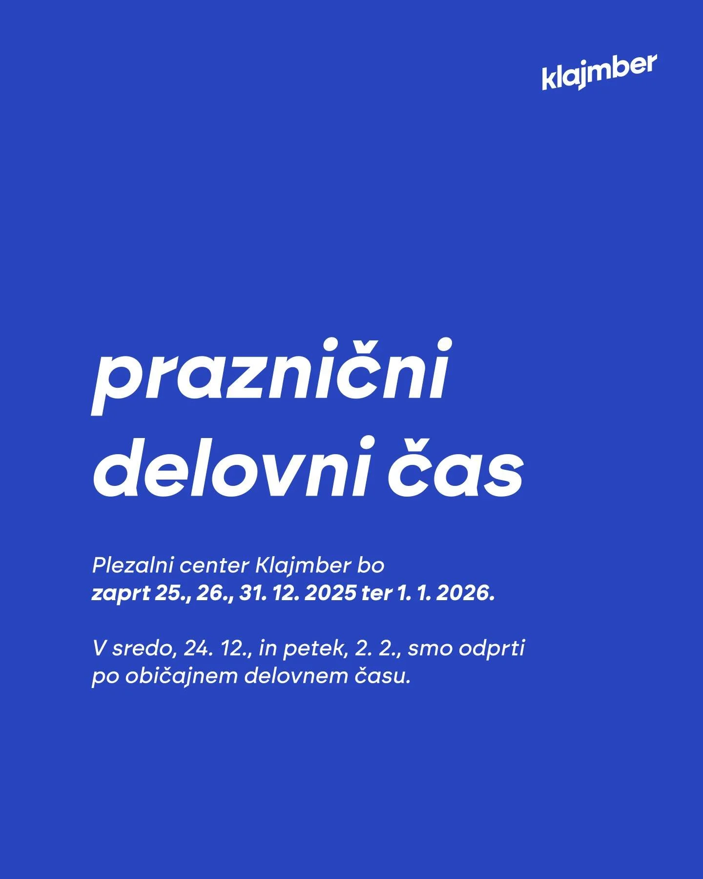 Za božič bomo doma 🏠🎄 Po praznikih pa spet odpremo vrata, da skupaj pokurimo vse tiste pi&scaron;kote, potice in bifteke. 😉

#klajmber #plezanje #plezanjejezzakon #mariborpleza