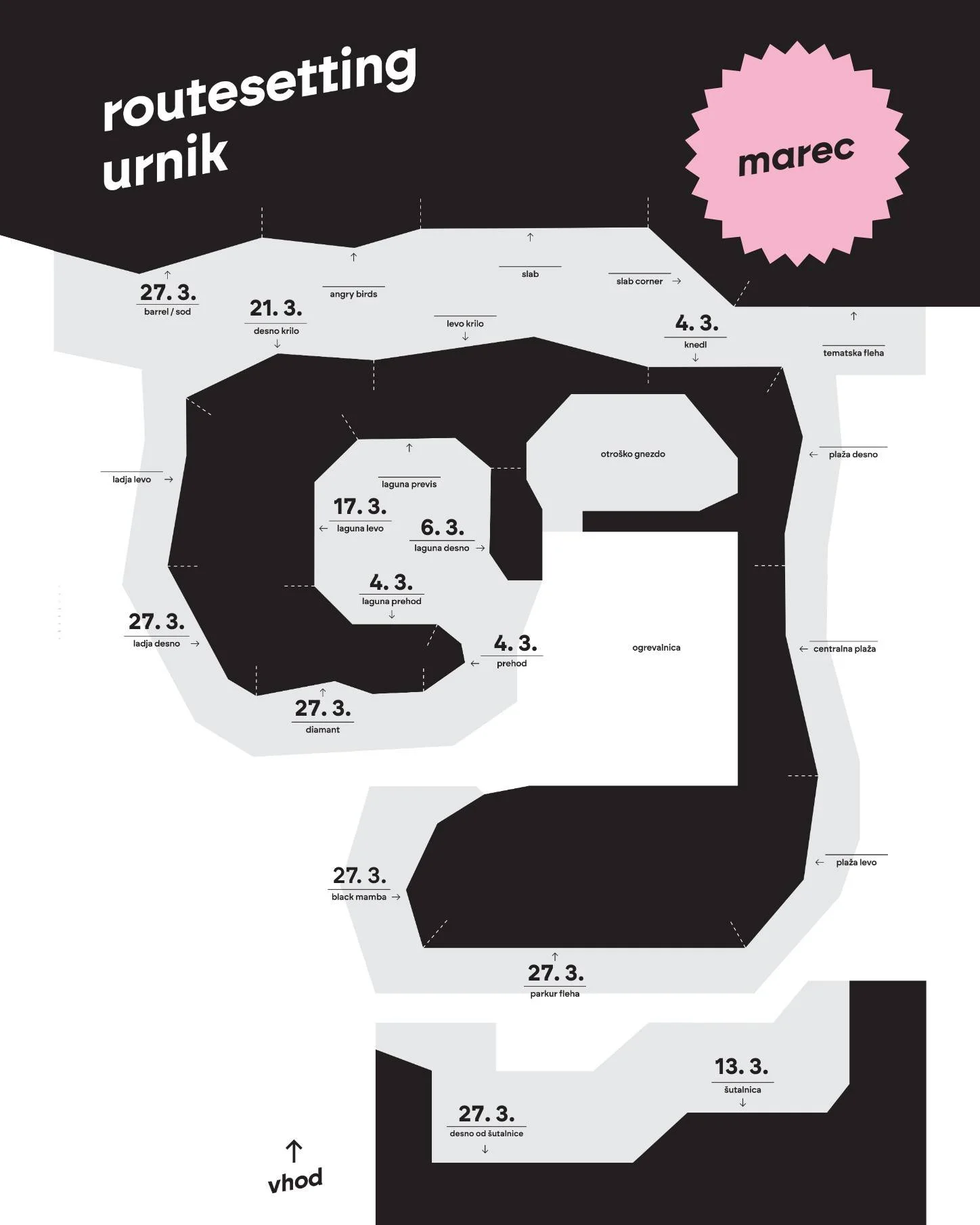 V marcu pohiti predvsem s projekti na levem delu centra ... ⚙️

#klajmber #plezanje #plezanjejezakon #routesetting
