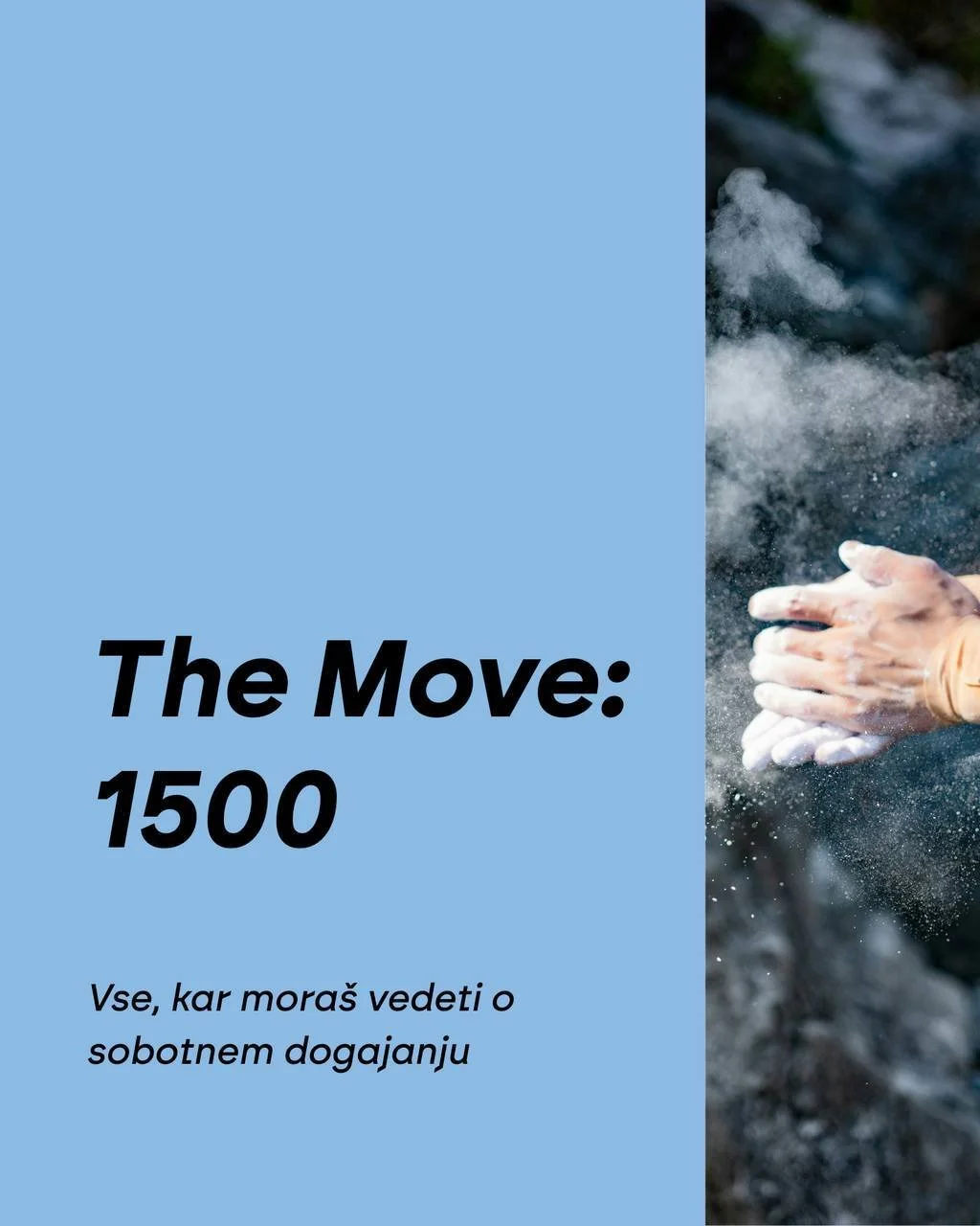 Vse pomembne info, ki jih mora&scaron; vedeti pred sobotnim dogajanjem 👀 Se vidimo na prvem The Move 1500 izzivu - več nas bo, prej bomo dosegli cilj! 🤝

#klajmber #plezanje #plezanjejezakon #themove1500 #bouldering