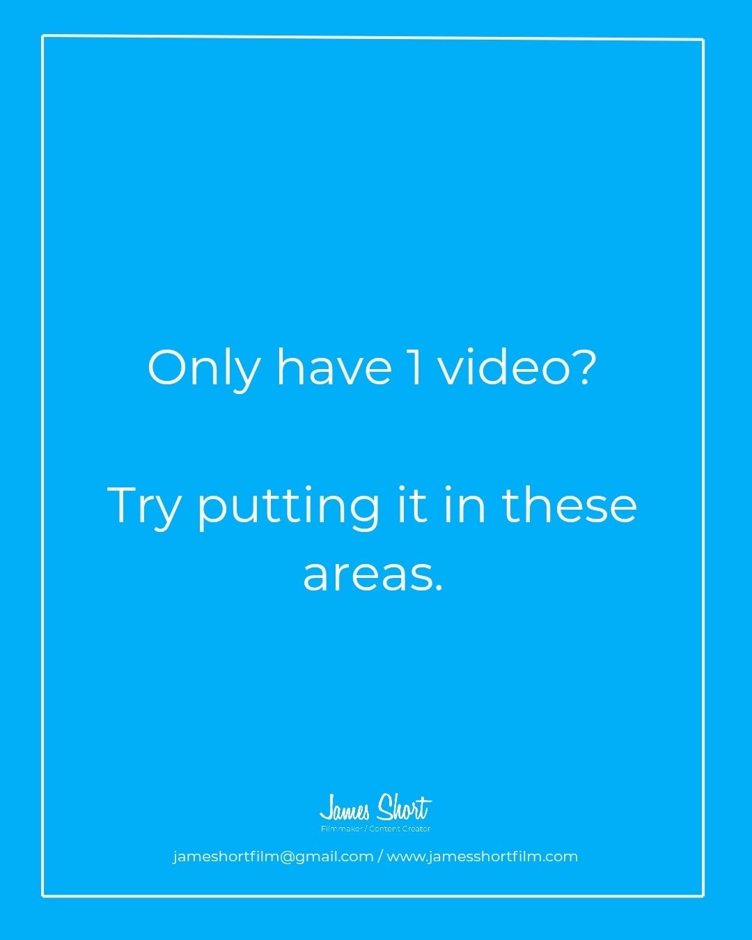 One Video. ☝️
And a few places where you should use it. 

Let me help make the content that you need!

 #dorsetcreatives #contentcreator #website #socialmedia #manyuses
