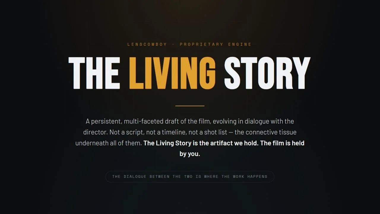 A year ago I set out to build one thing. I took a very long detour through LINK, its shot-level tool &mdash; but this was always the destination.
It's called The Living Story.
The idea is simple. Stories are alive. So are the people making them, and 