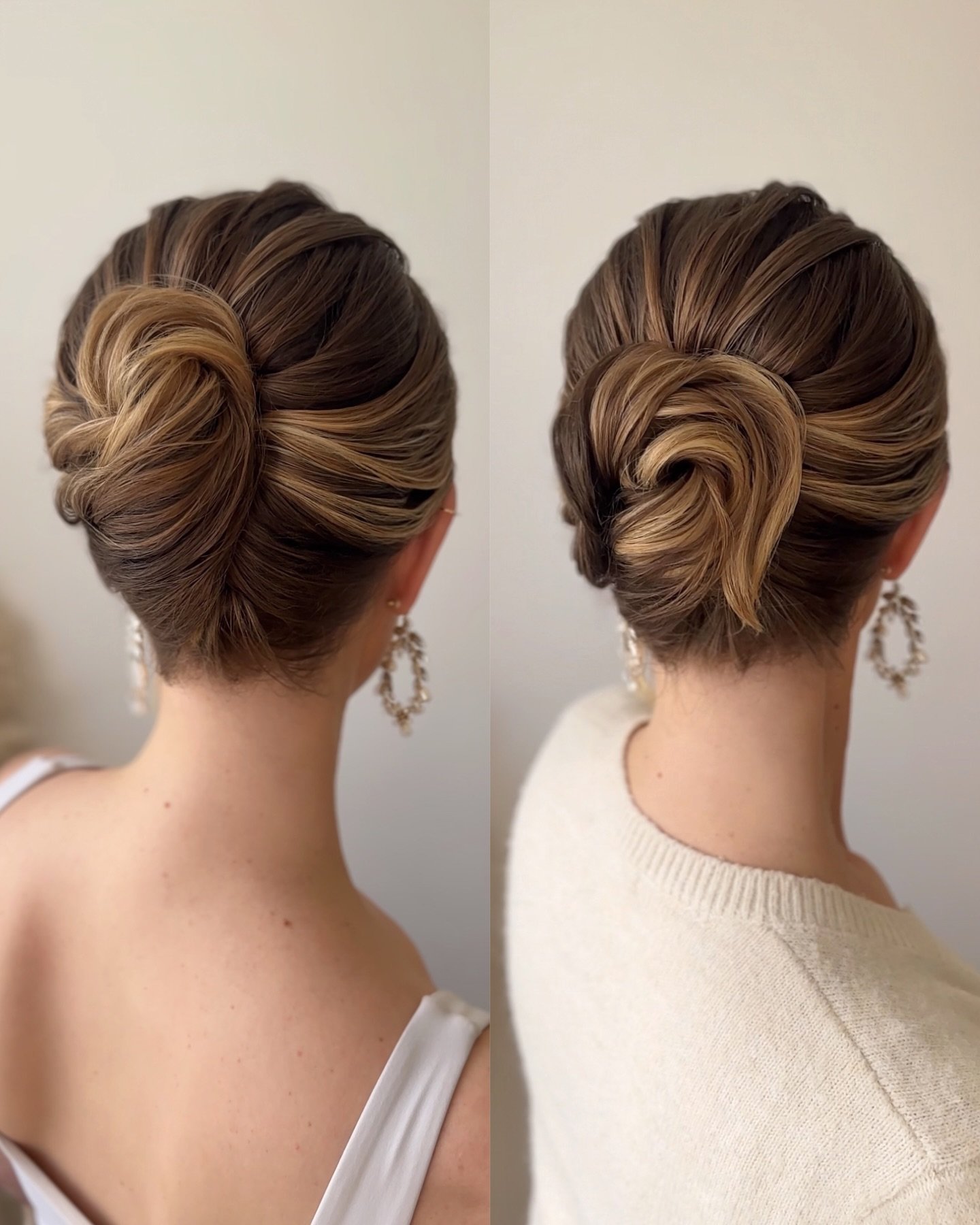 Two hairstyles ideas for a long bob length. Which do you prefer?
#bridalhair #updo #weddinghaireducation #bridalhairtraining #surreyweddinghair