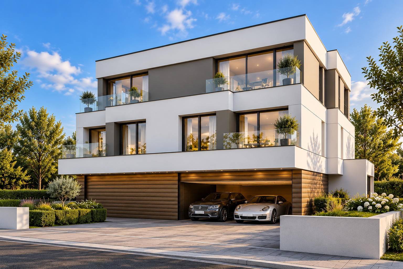 Villa contemporaine au coucher du soleil.png