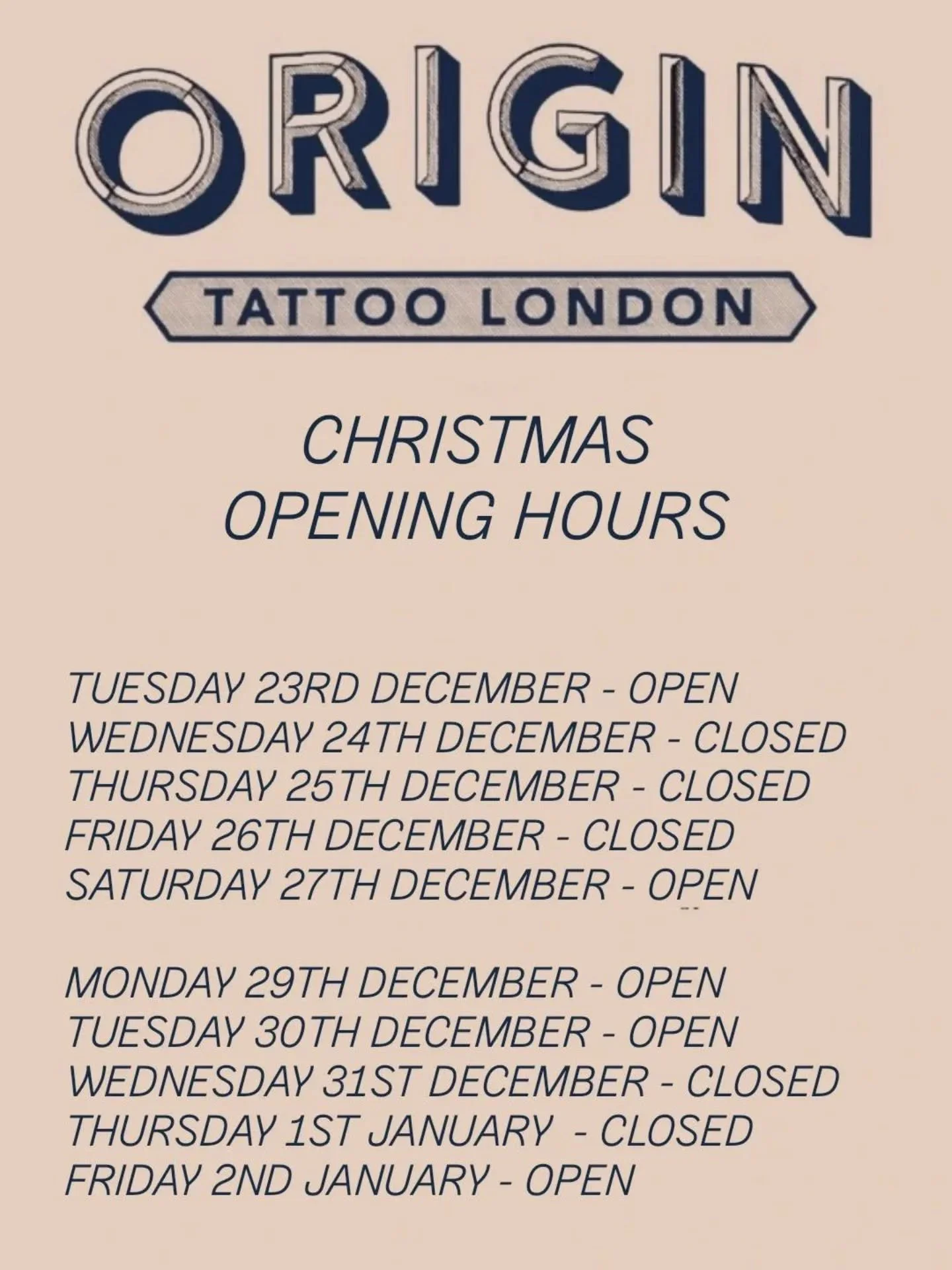 'TIS THE SEASON!
🎄✨️🎁
PLEASE NOTE OUR CHRISTMAS AND NEW YEAR  OPENING HOURS