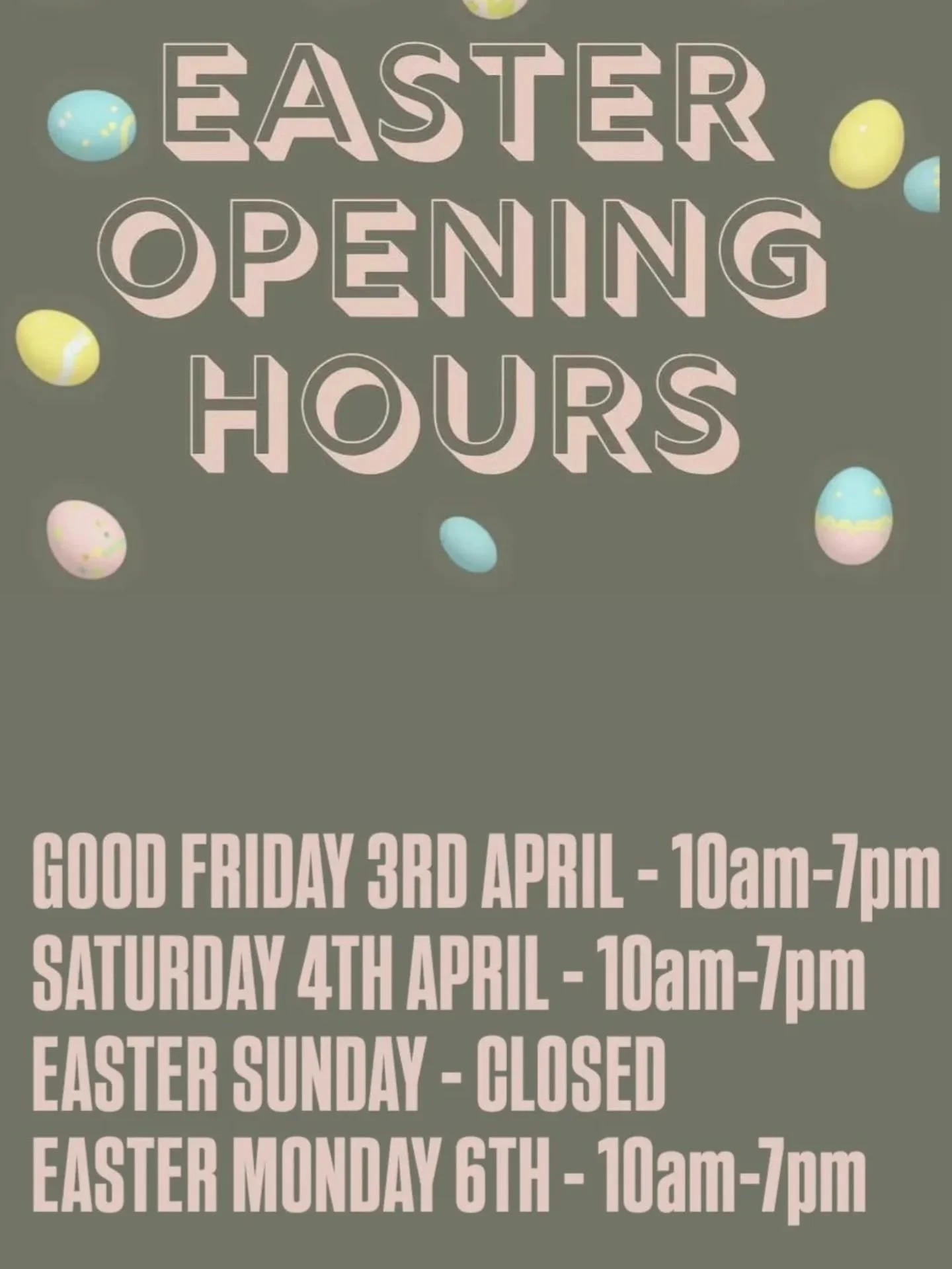 We Are Open!
Easter hours are operating the same as usual
Good Friday 4th April - 10am-7pm
Saturday 4th April - 10am-7pm
Easter Sunday 5th April - CLOSED
Easter Monday 6th April - 10am-7pm

Open for bookings and Walk Ins Daily!
