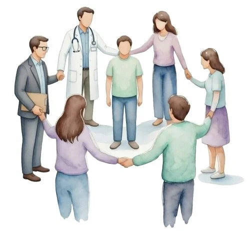 Picture showing mental health support network for better treatment and recovery