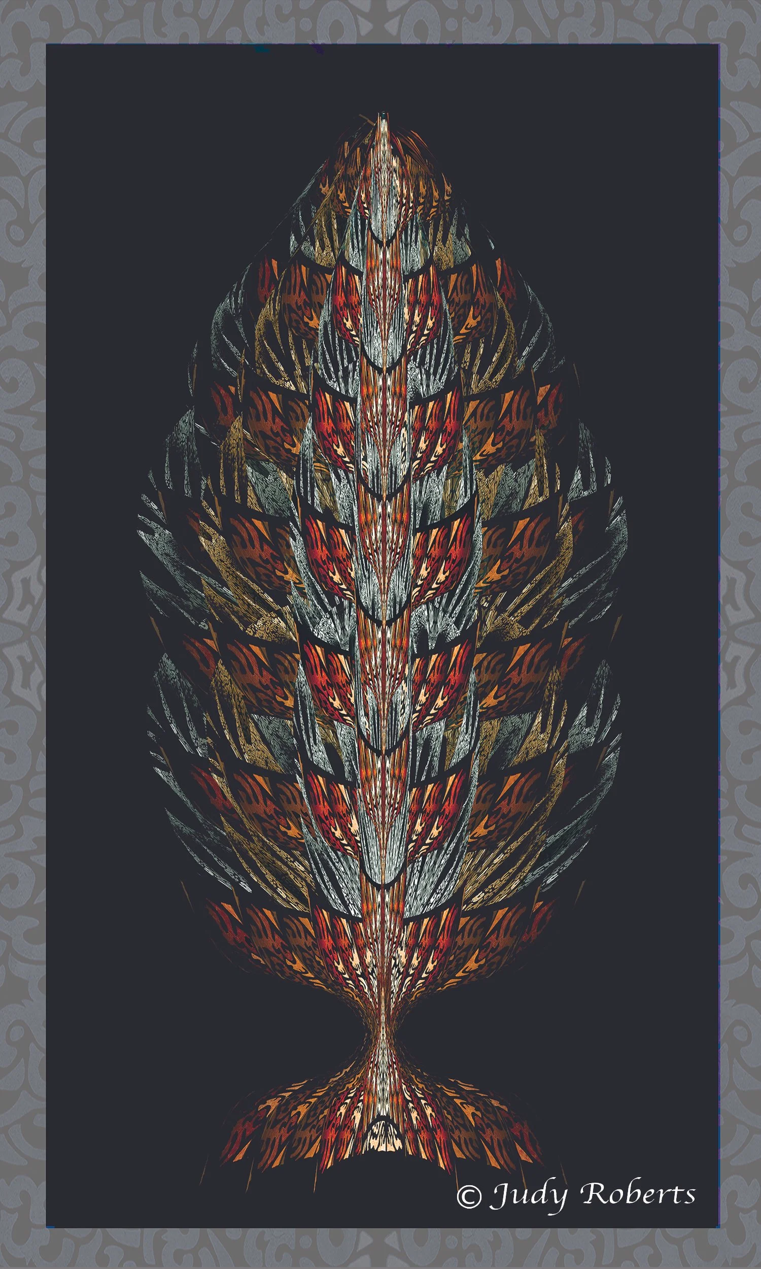 CR - SMALL PINE CONE TREE red and silver .jpg
