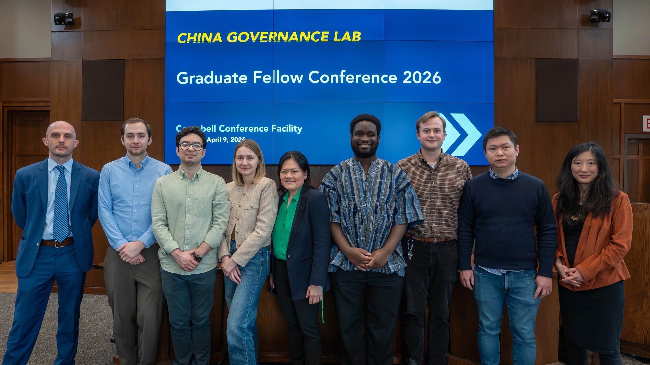 Graduate Fellows, CGL Director Professor Lynette Ong, and Speakers Joseph Torigian and Eva Dou