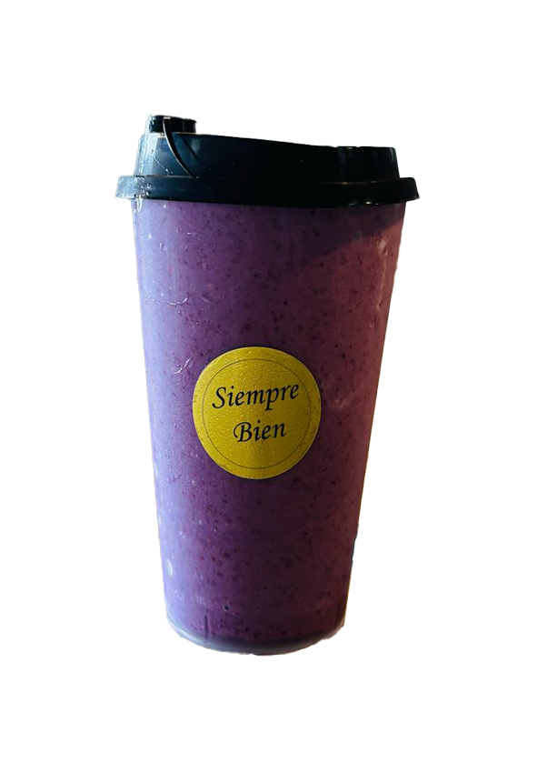 #19 LUNES AZUL - 
Piña, Platano, Frambuesa Morada, Miel, Jugo de Piña,bYogurt