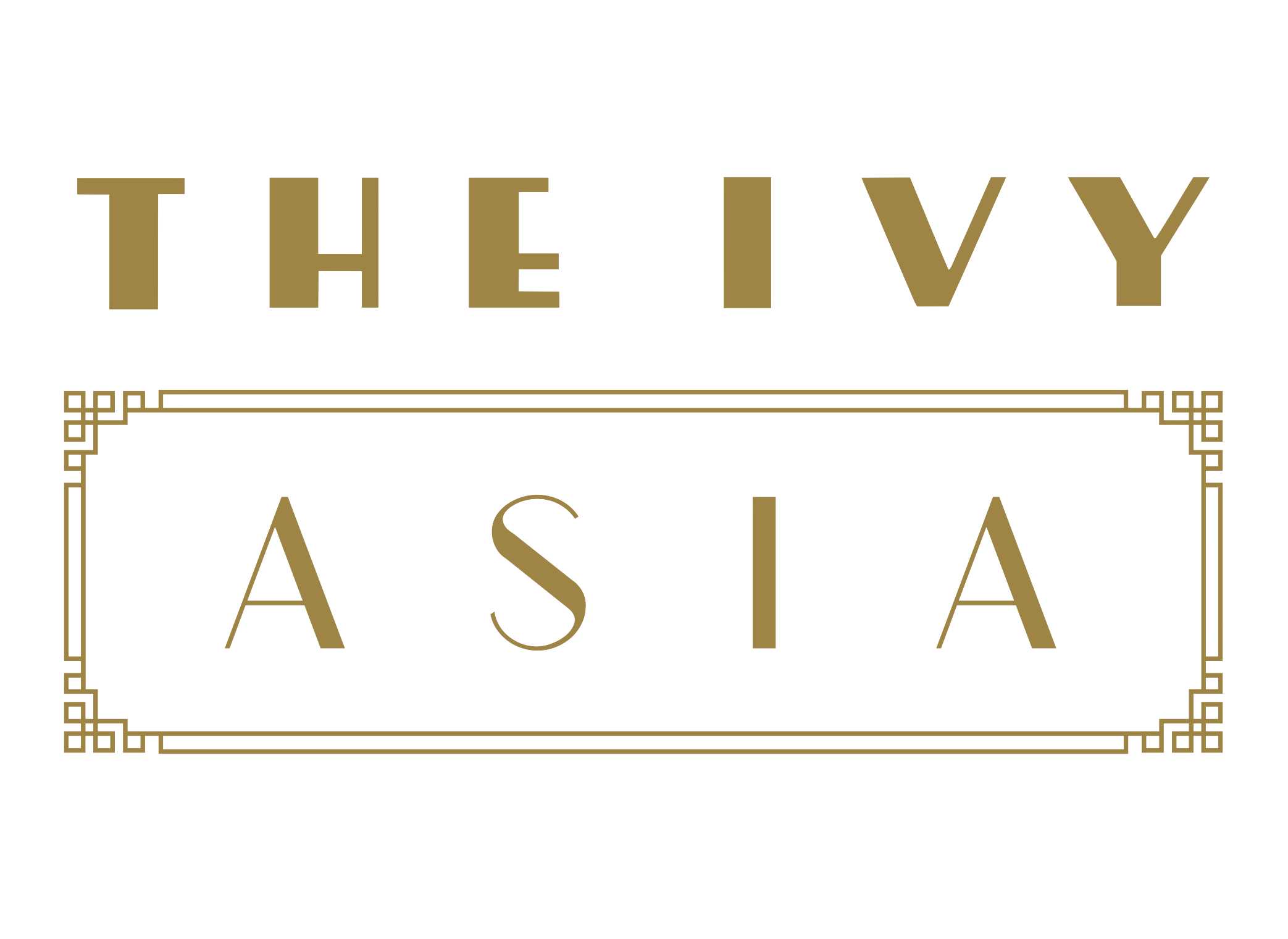 The image features a black background with the gold text "The Ivy Asia" centered in the middle. There is a decorative gold border around the edges of the image, giving an elegant and luxurious aesthetic.