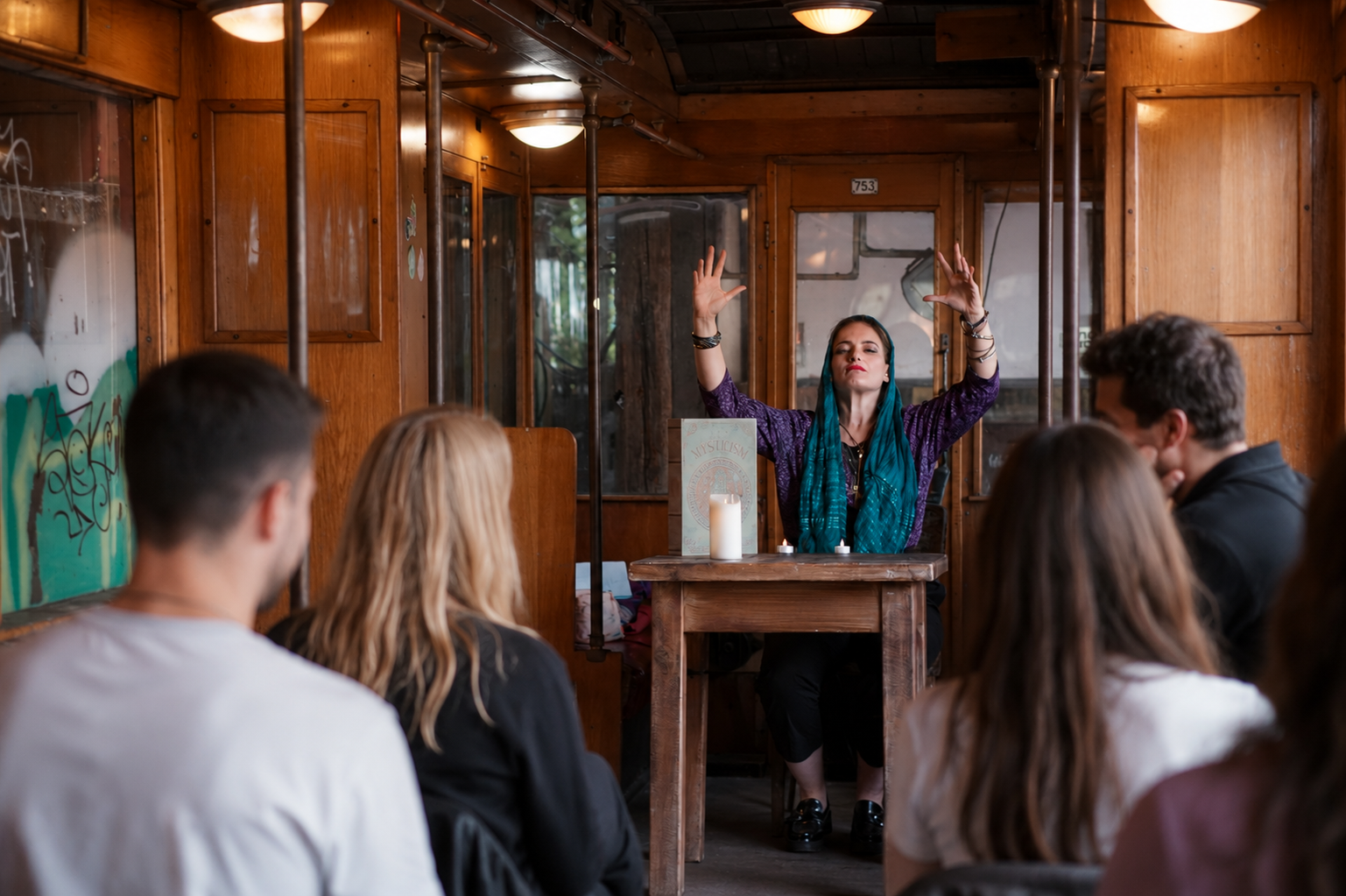 Comedy fortune teller Magdalena performing at a corporate team event in Berlin
