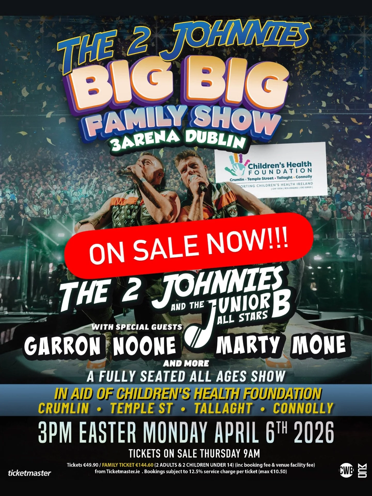 Tickets for our family show on sale now. 
It&rsquo;s all in aid of Childern&rsquo;s Health Foundation Ireland.
