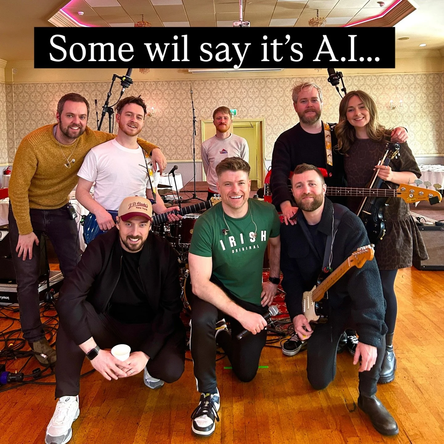 We&rsquo;re playing @3arenadublin on Monday !!! Took these great photos at rehearsal. 
Some will say it&rsquo;s AI, but our image has always been important to us and we&rsquo;re not afraid to try new things. 
Let us know which look you like the best&