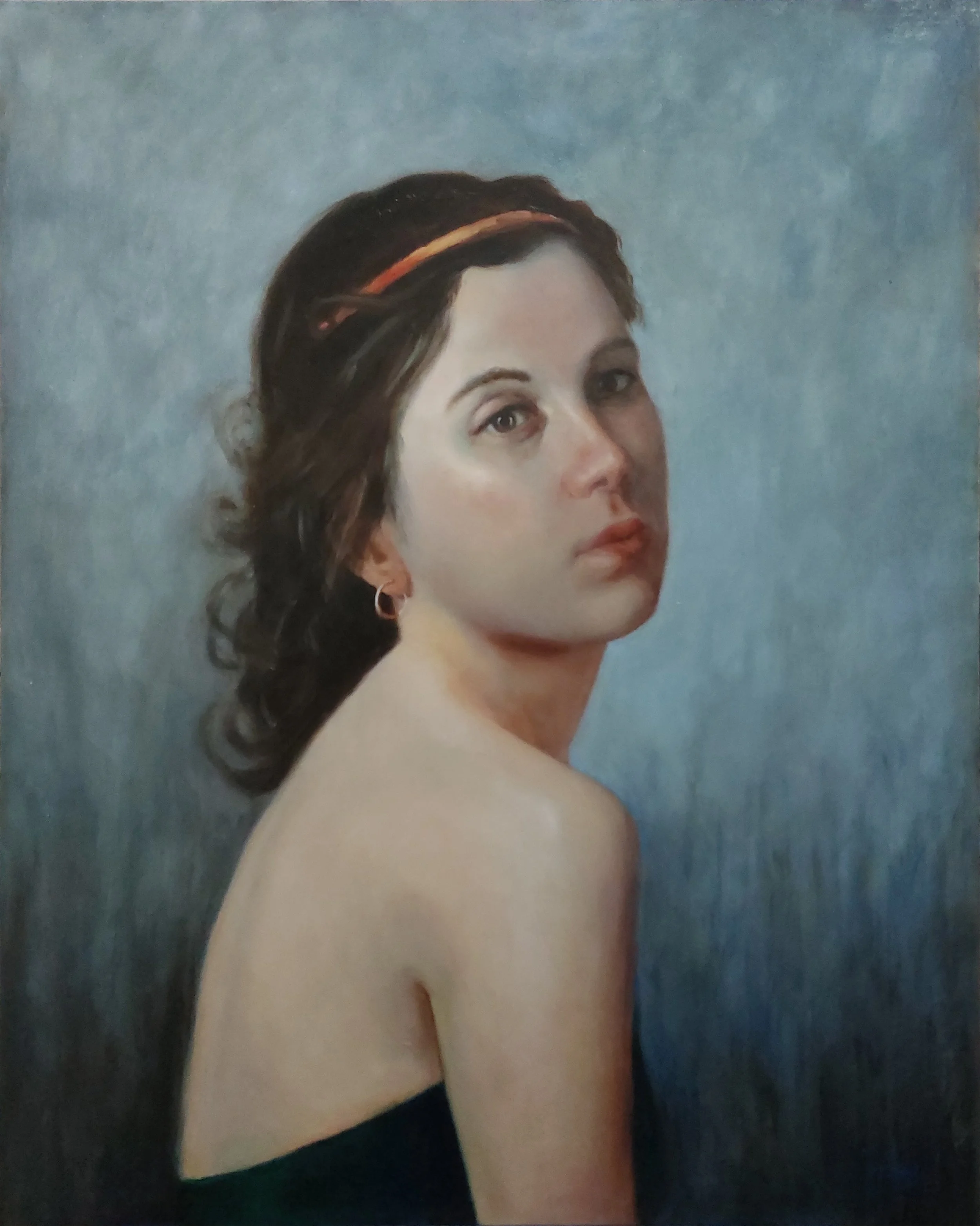 portrait in green and blue (study)