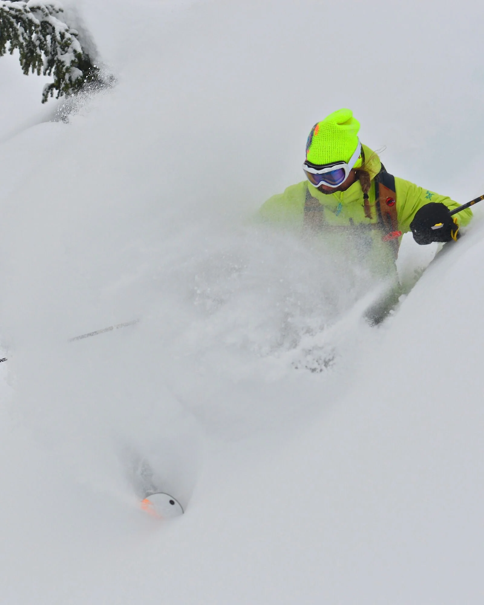Lyndsay skiing deep powder