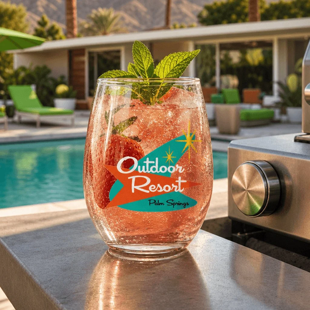 15oz Stemless wine glass $14