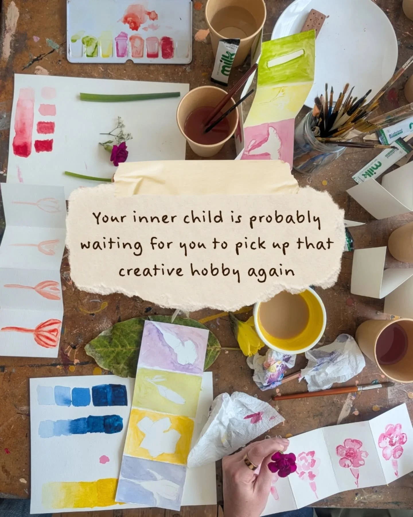 Just a quick reminder that it's never too late to listen to that little nudge and get creative again 🫶 #imperfectart #artforeveryone #artcafe #innerchild #creativehobby
