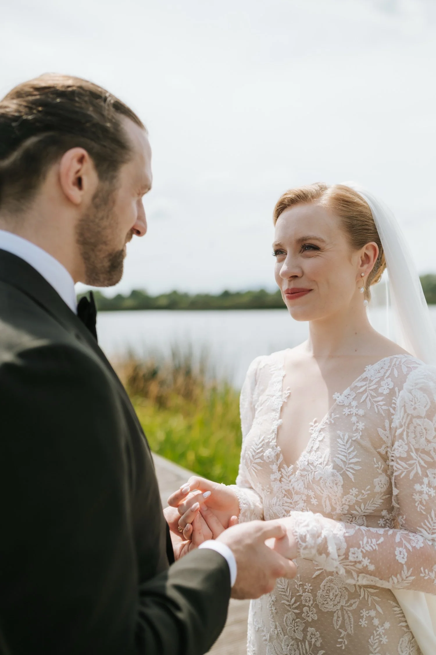 Wedding Portraits by lake at Ashley Park House Tipperary