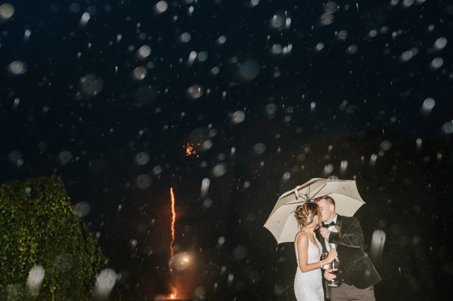 Fireworks in the rain Kilshane House wedding night