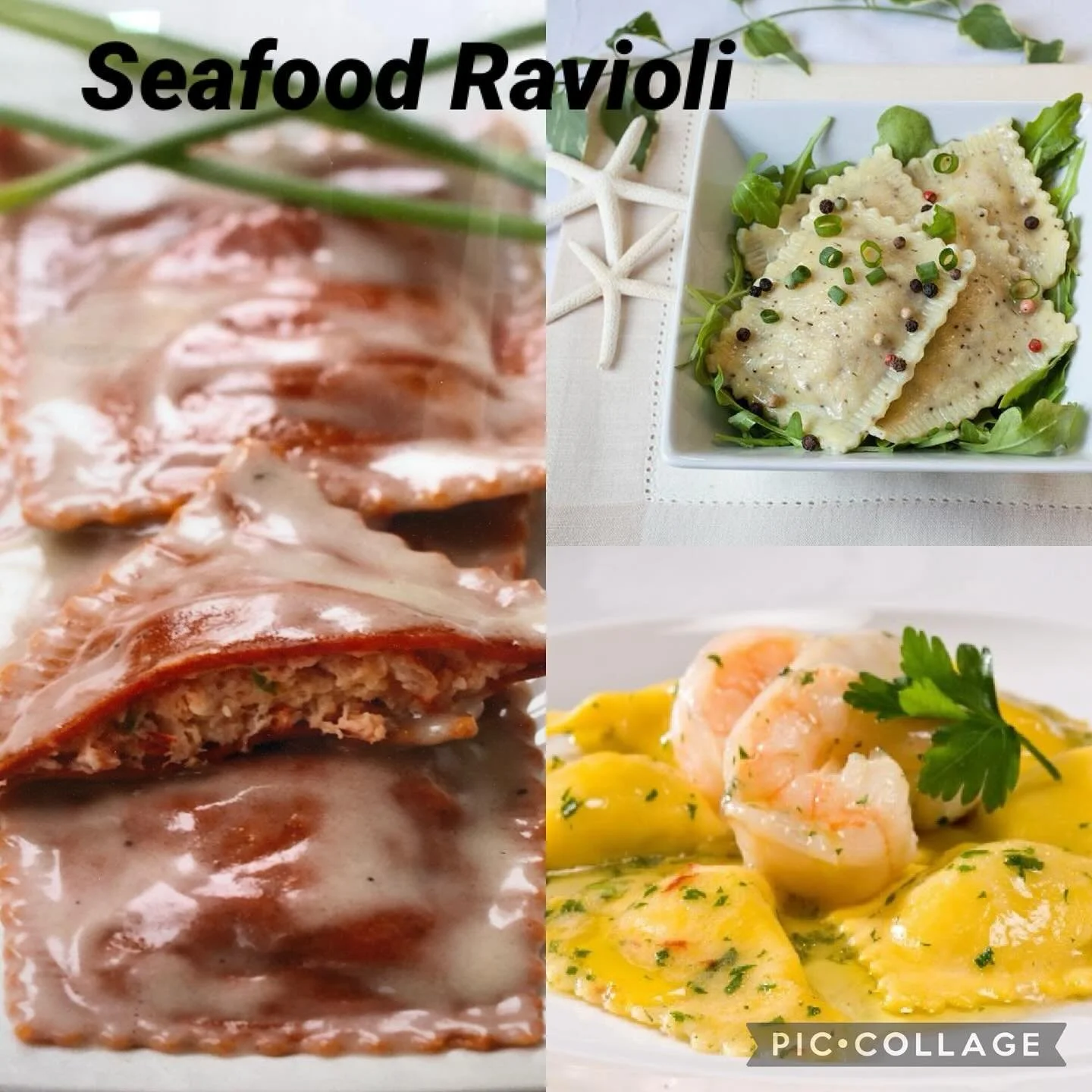 Summer season is here. Try one of our Seafood Ravioli. Lobster, Lumpcrab or Shrimp &amp; Scallop. Toss with a creamy lemon or saffron sauce. They are all delicious 🦀🦞🦐