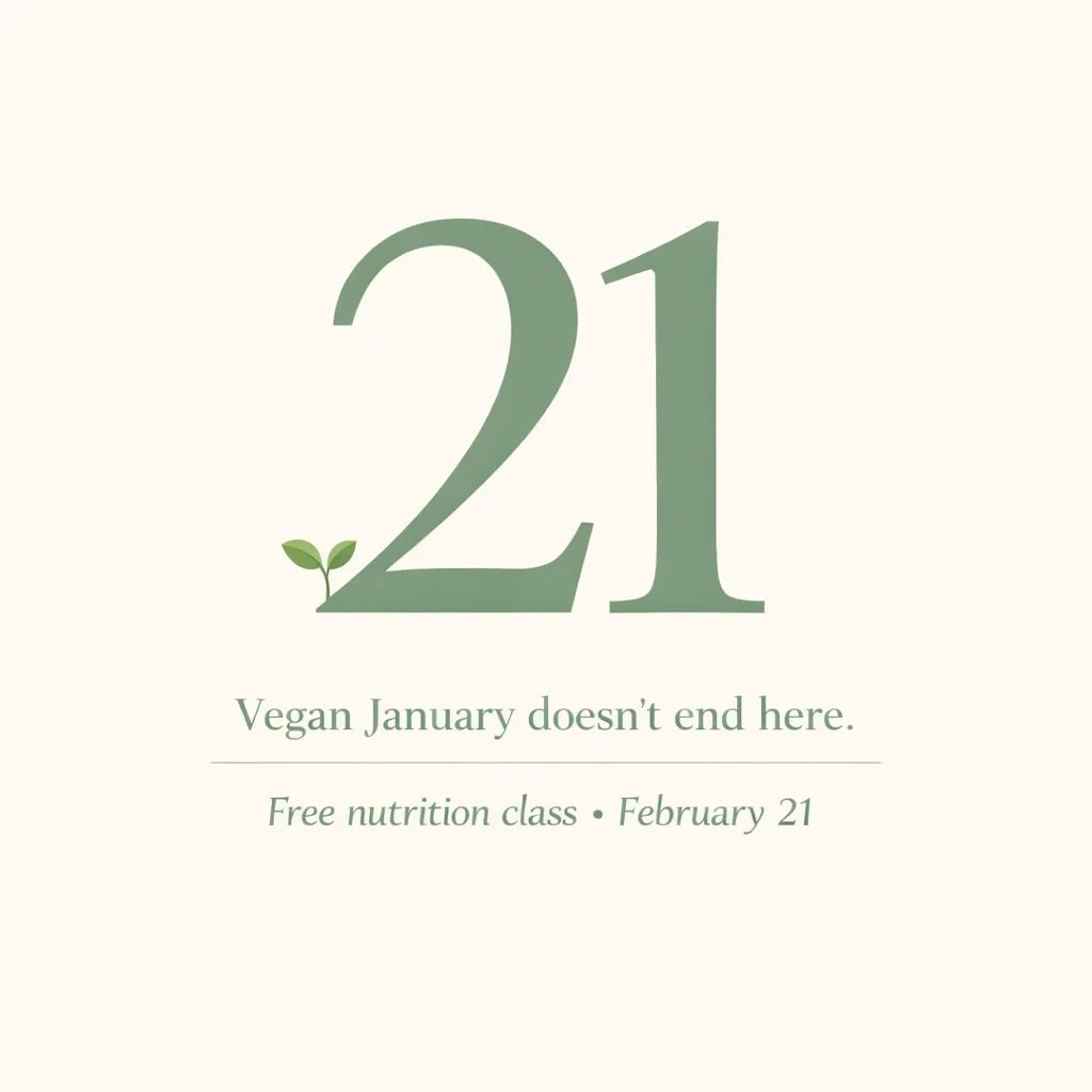Vegan January doesn&rsquo;t end here 🌱
It becomes a practice. A pause. A way forward.

Join us for a free nutrition class featuring a live cooking demo by Linh La of Loving Hut and nutrition insights from plant-based dietitian Rhyan Geiger&mdash;roo
