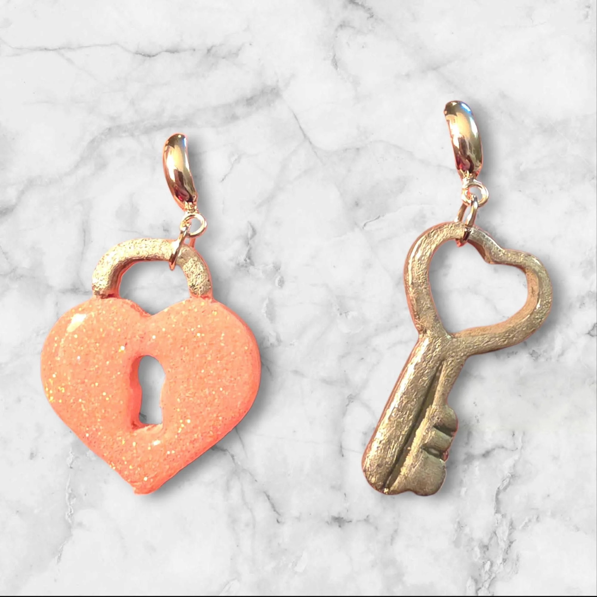 Heart Lock & Key Earrings