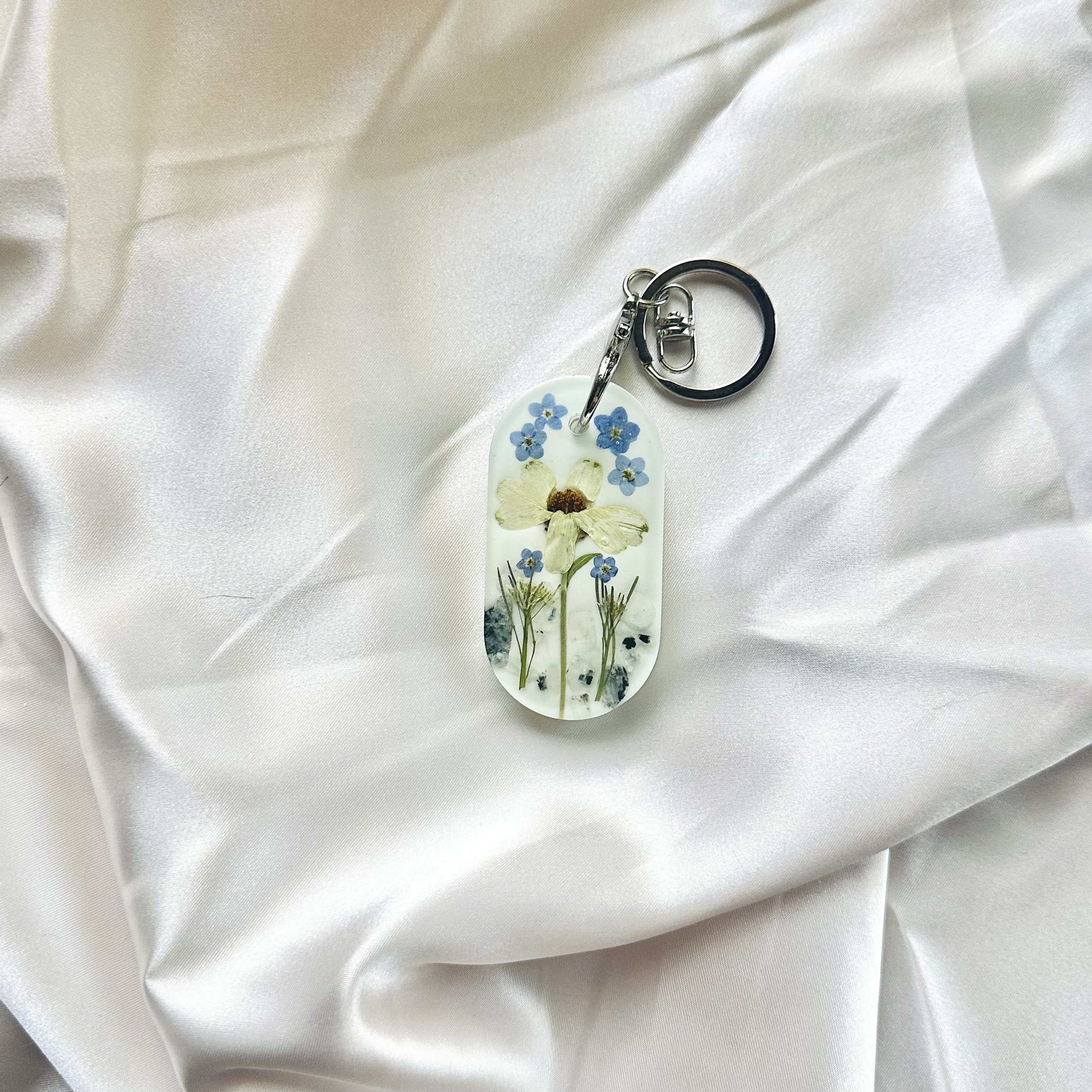 Daisy Moonstone Keychain