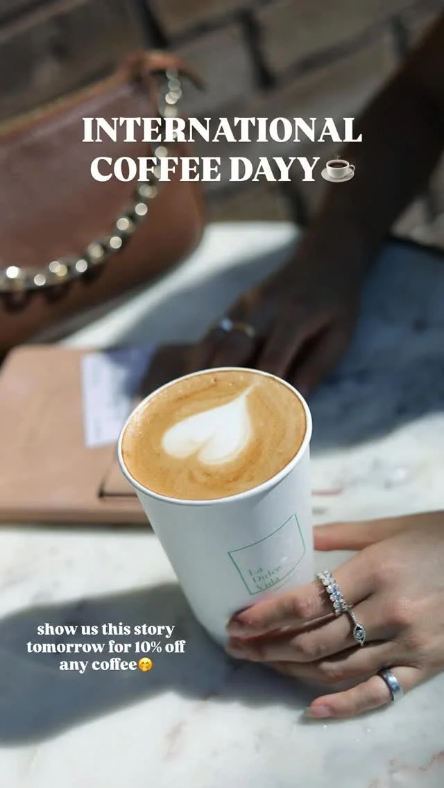 Okay fine… we did almost forget 😅 but coffee deserves its day!! Show this tomorrow + get 10% off any coffee.☕️🏃🏽‍♀️💨
📍La Dulce Vida Café Open 9-4
.
.
#internationalcoffeeday #specialtycoffee #lattelovers #coffeedate #falldr