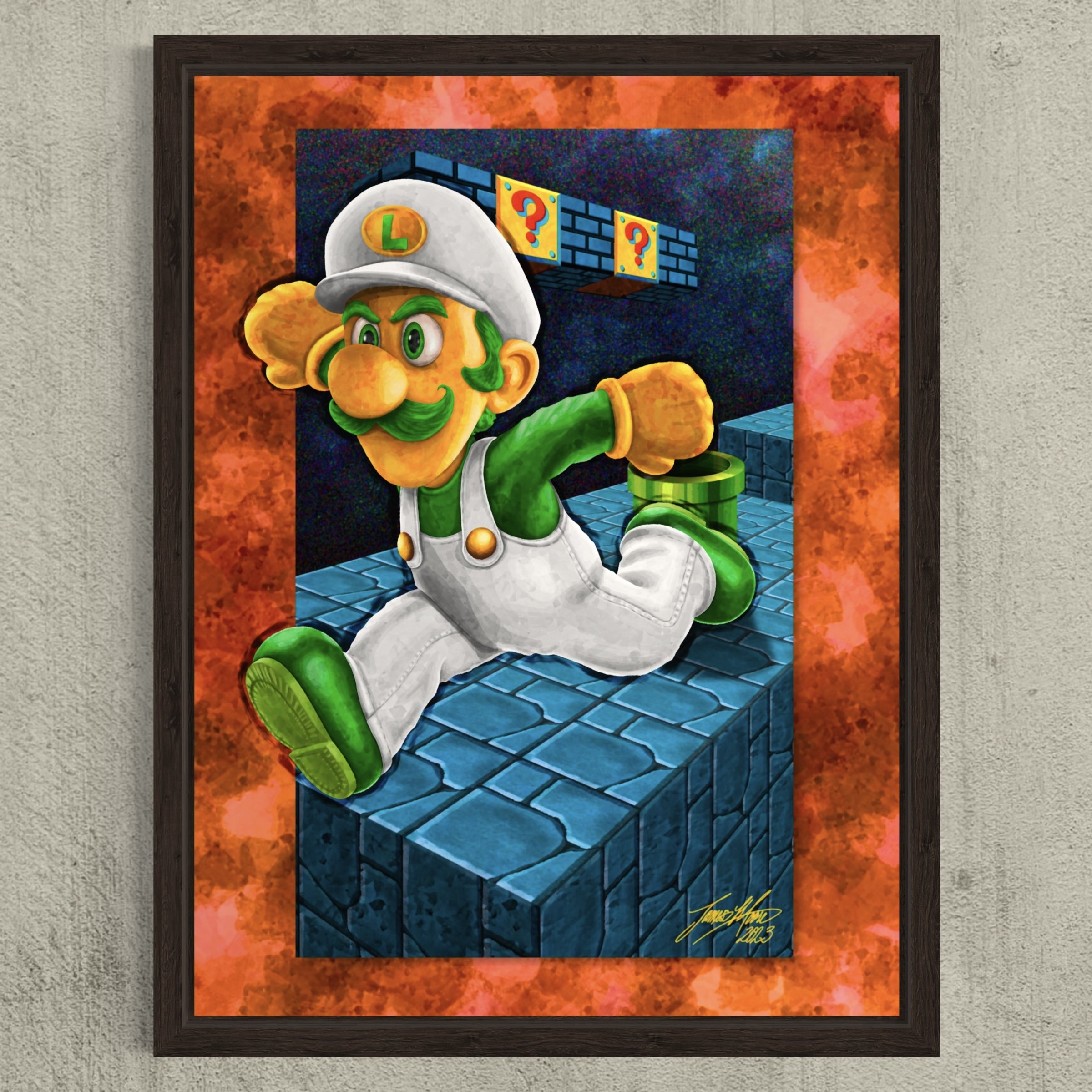 Departing the Mushroom Kingdom- Luigi Underground (DIGITAL ART FILE) 4x5- Super Mario Bros.