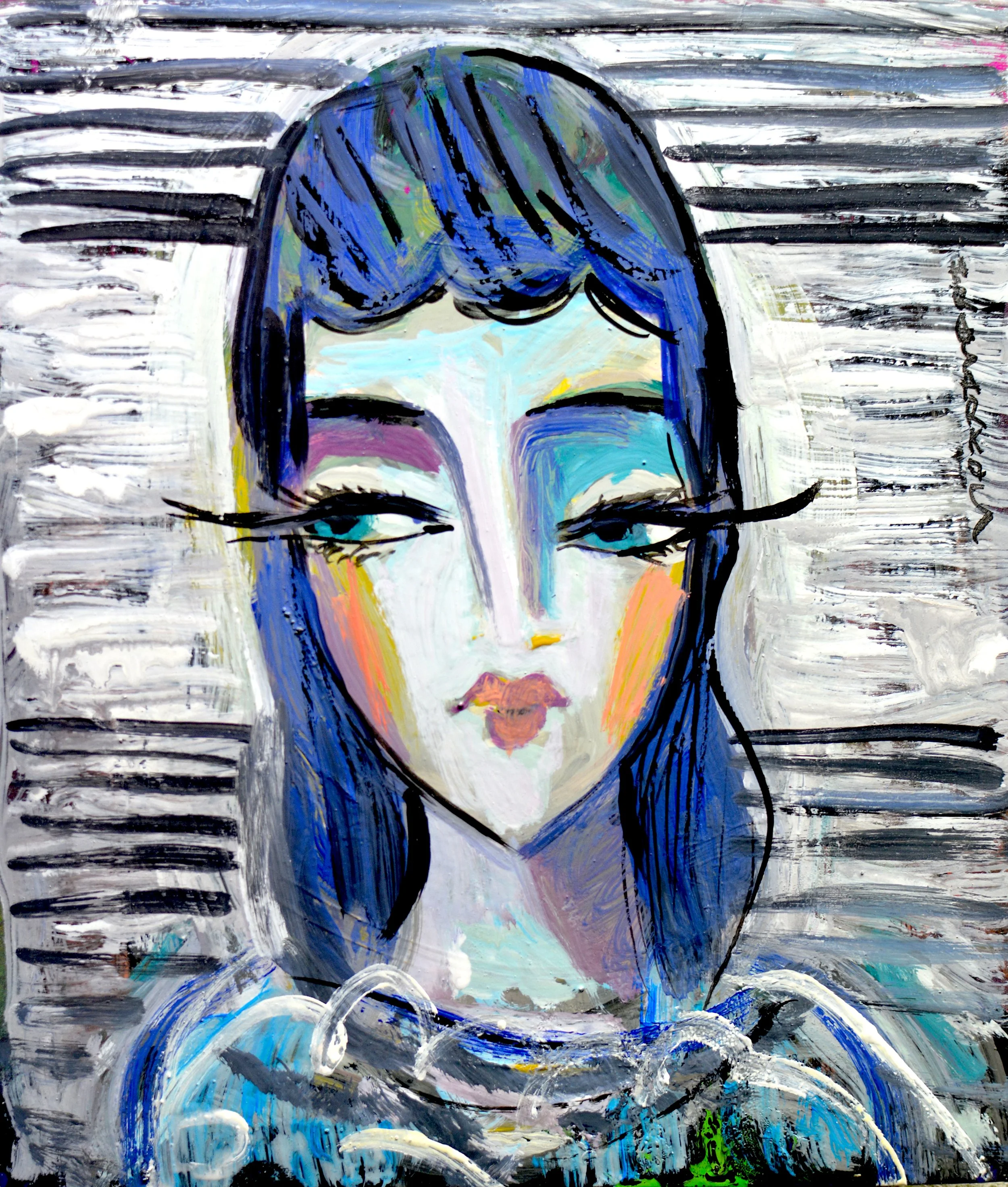 Peinture à l'huile expressionniste sur papier format vertical 15x18 cm. Signé Hrasarkos sur le côté droit.