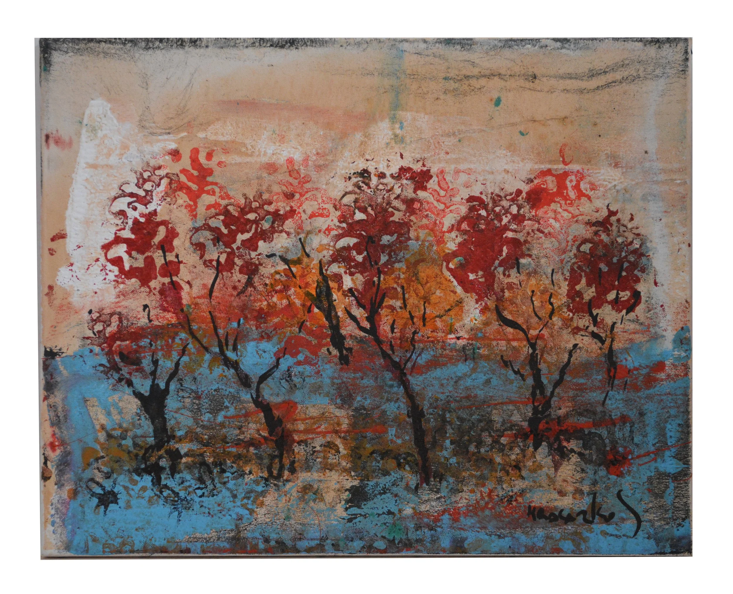 Reproduction d'art grand format du tableau "Paysage aux Terres Bleues" de Hrasarkos.