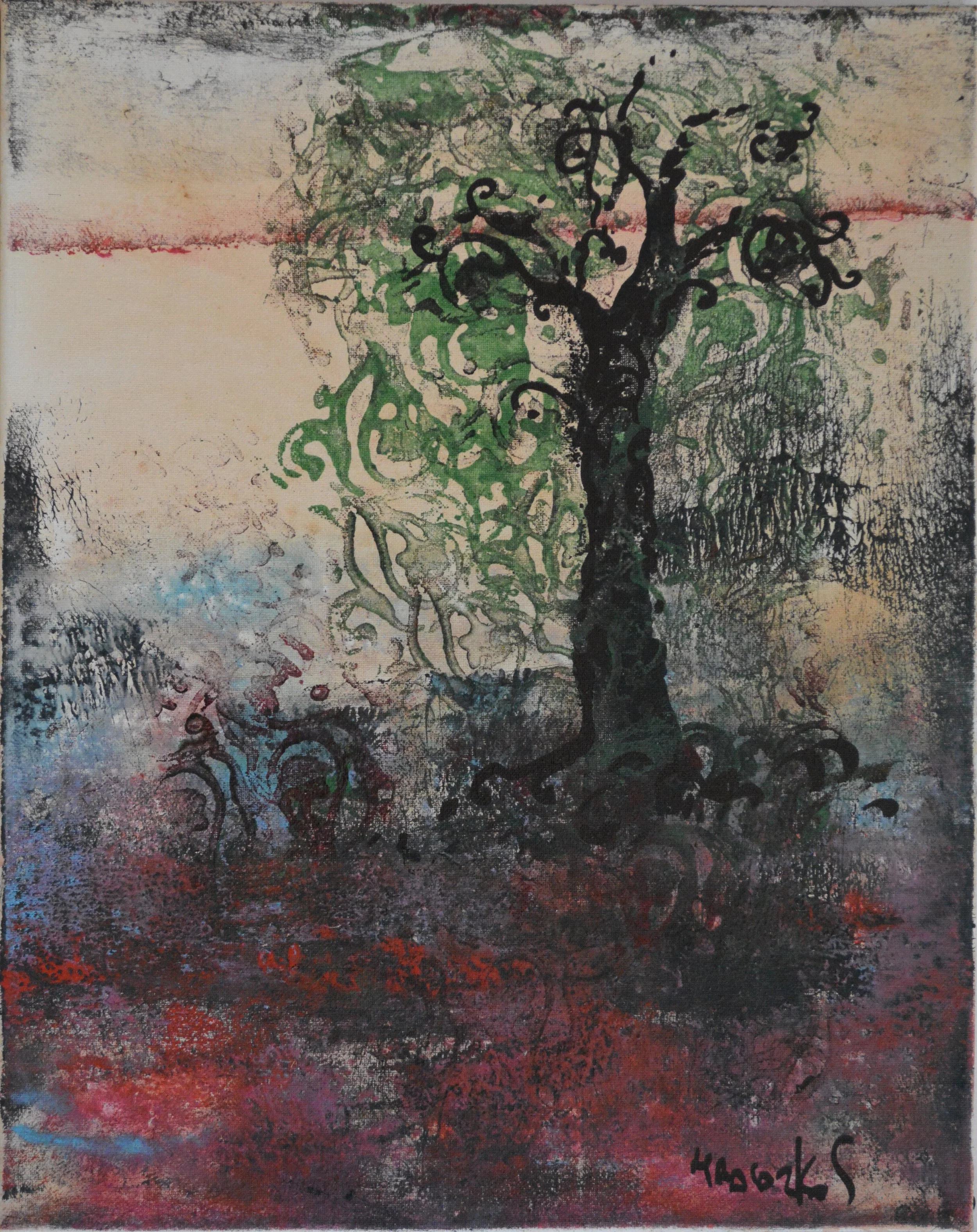 Tirage d'Art contemporain HRASARKOS "Ancrage Vital", grand format 100x80cm sur verre acrylique.