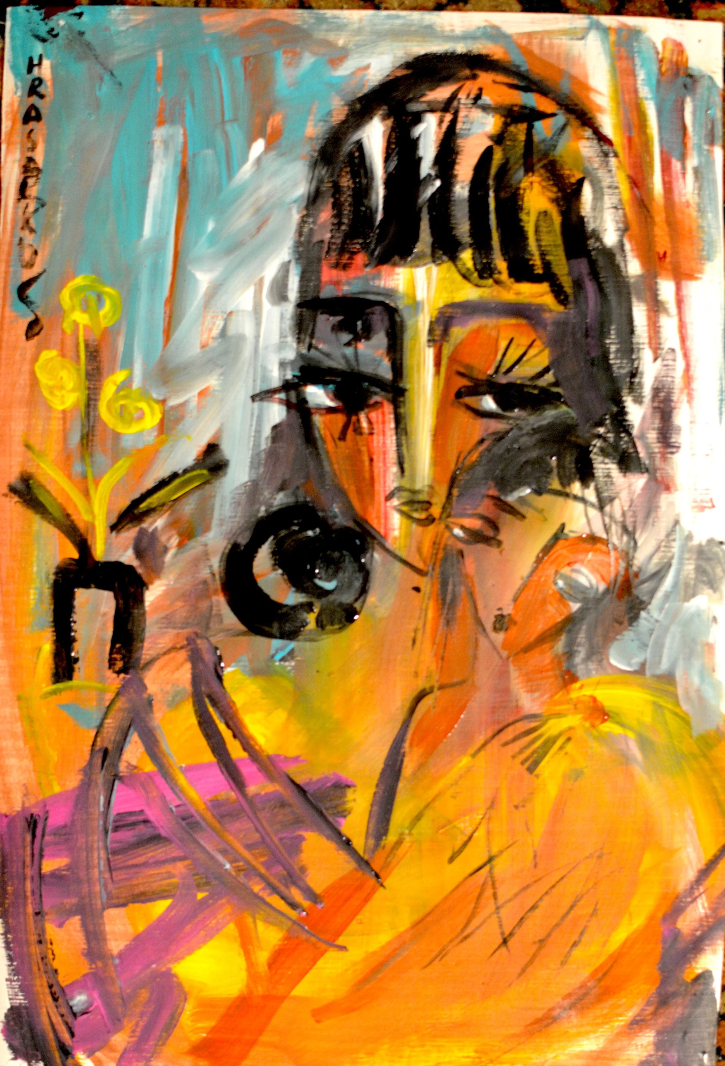 Peinture expressionniste de Hrasarkos intitulée L'Éclat Mélancolique du Printemps