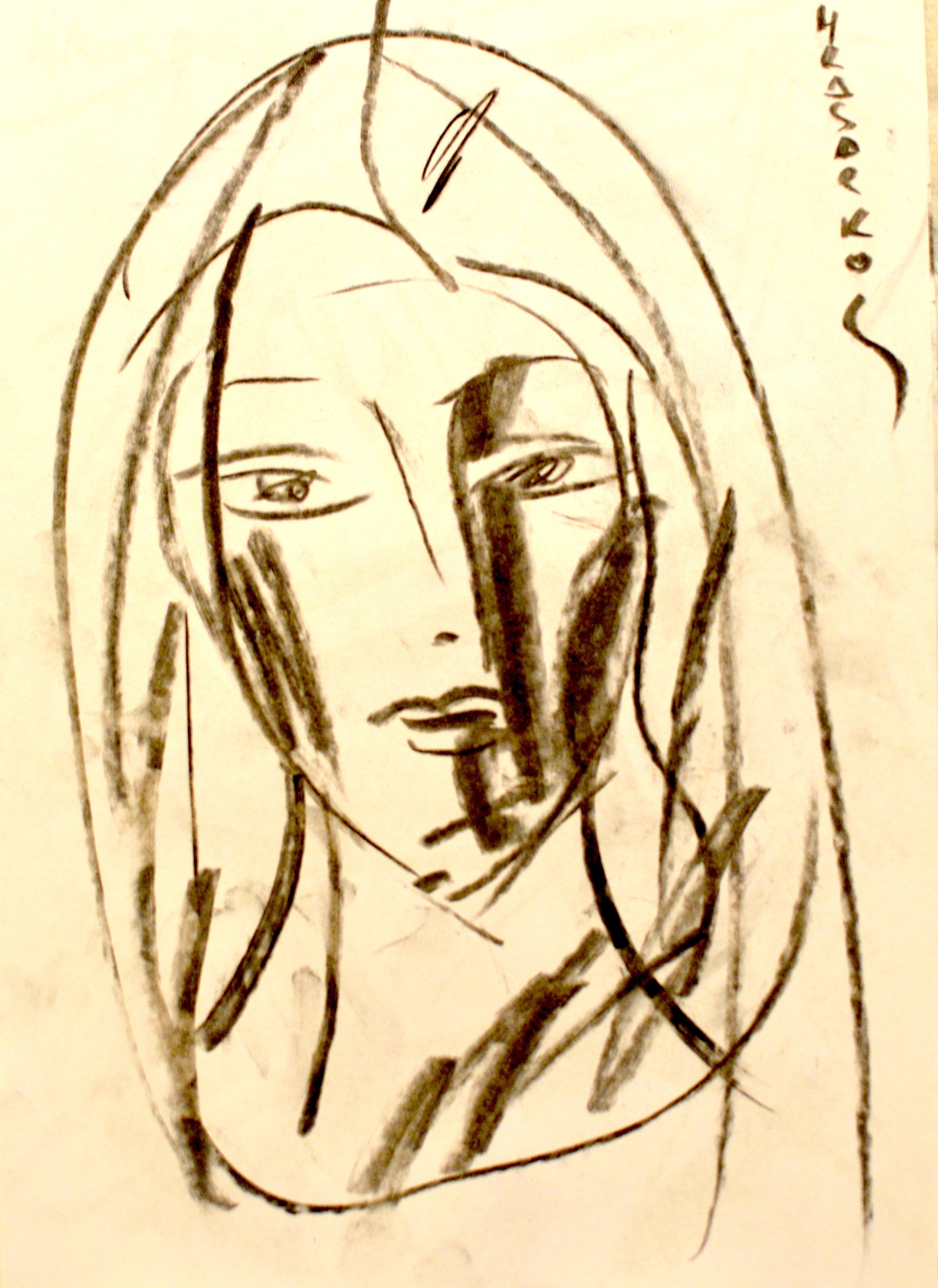 Dessin au fusain sur papier par Hrasarkos titré L'Écho Silencieux,