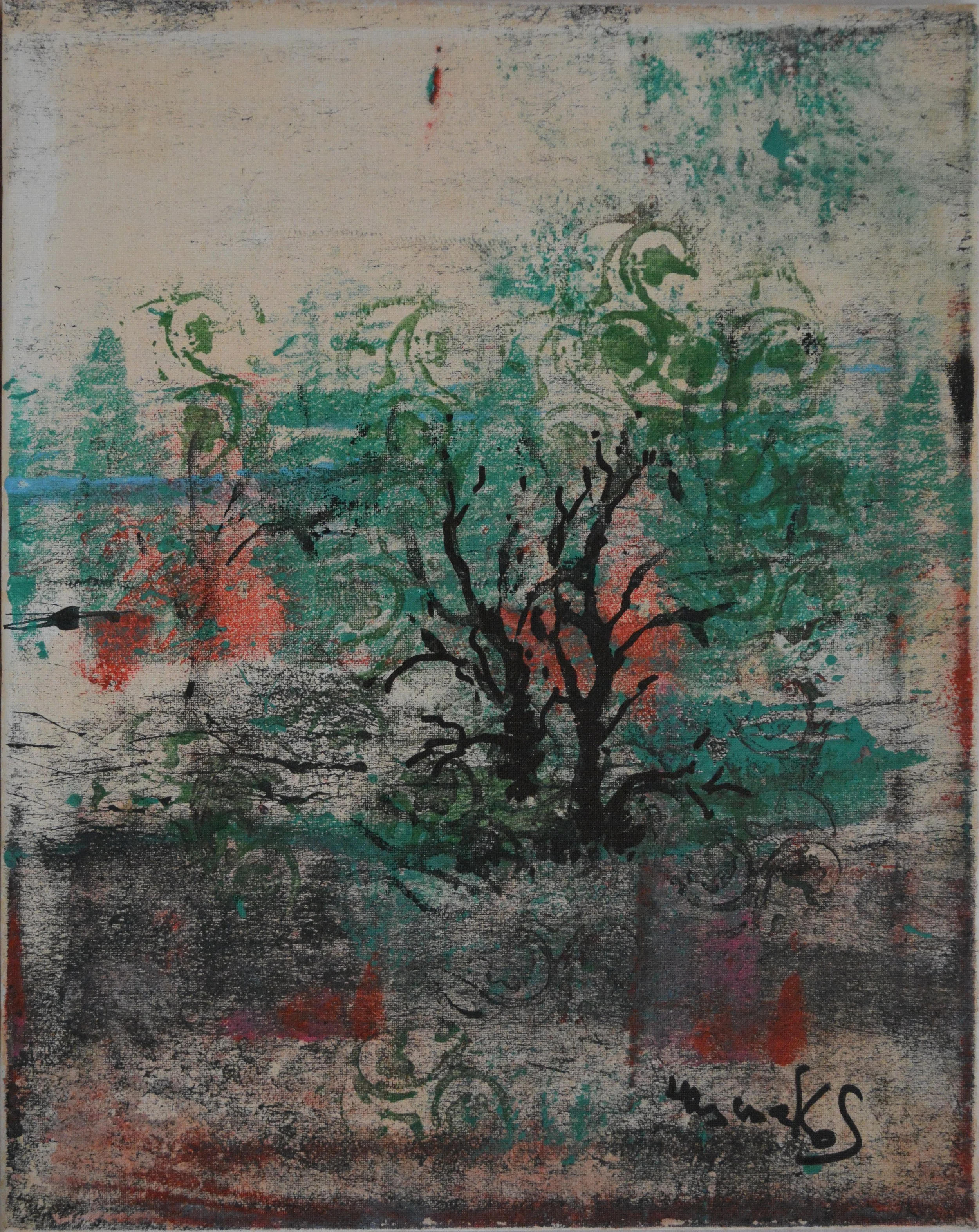 "Reproduction d'art contemporain HRASARKOS intitulée La Forêt Immergée.