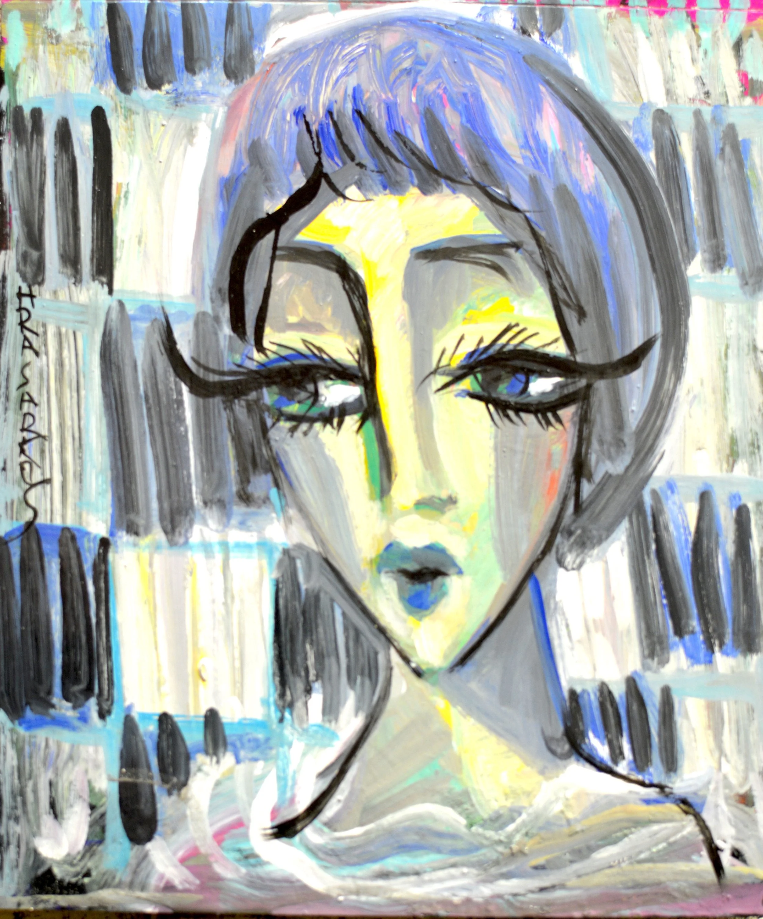 Peinture à l'huile sur papier de l'artiste Hrasarkos datée de 2025