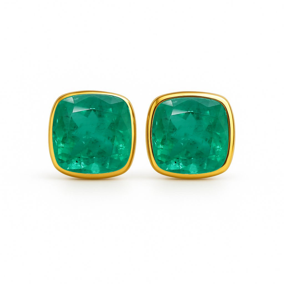 Rowe Emerald Bezel Studs
