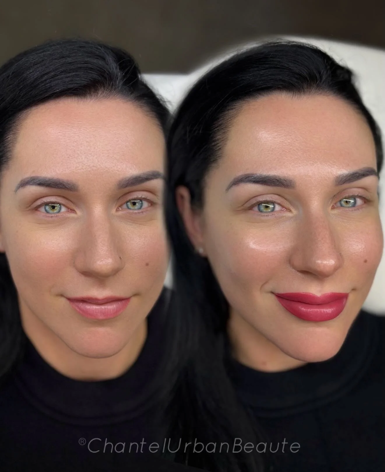 Vibrant raspberry lip blush ✨ This custom shade beautifully complements our client&rsquo;s complexion and enhances her natural features. Every color is carefully tailored to each individual for the most stunning, balanced results.

This client came b