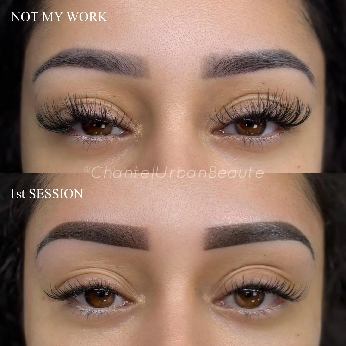 Bold. Full. Refined. ✨
My client loves her brows bold and full, which made it possible to work over her previous permanent makeup. 
The existing shape was workable with no major asymmetry, and the darker color aligned perfectly with her desired look.