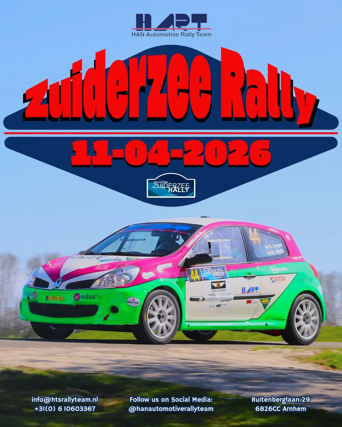 🇳🇱
🏁 ZET HET IN JE KALENDER
Zuiderzee Rally | 11-04-2026

Wij staan binnenkort weer aan de start. Mis de actie niet wanneer de Clio weer tot de limiet gaat.

We zien je bij de finish!

🇬🇧
🏁 MARK YOUR CALENDARS
Zuiderzee Rally | 11-04-2026

We a