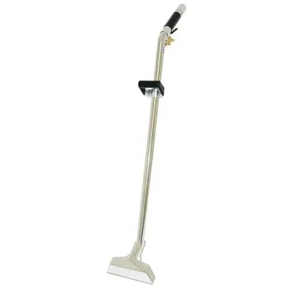 Westpak 10-0549 1¾ inch stainless steel 4-jet carpet cleaning wand featuring an ergonomic S-bend design and 14-inch low-profile head with black splashguard.