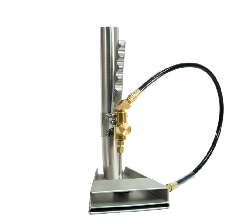 PMF S1512C 6-inch wide stair tool featuring a closed spray head for heat retention, 800 PSI brass valve, and stainless steel construction
