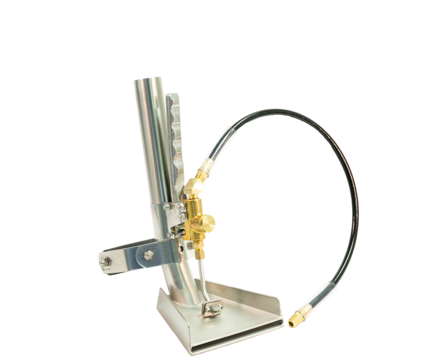 PMF S1512 6-inch stainless steel stair tool with 800 PSI brass valve, featuring a wide-open spray head and padded assist handle for leverage