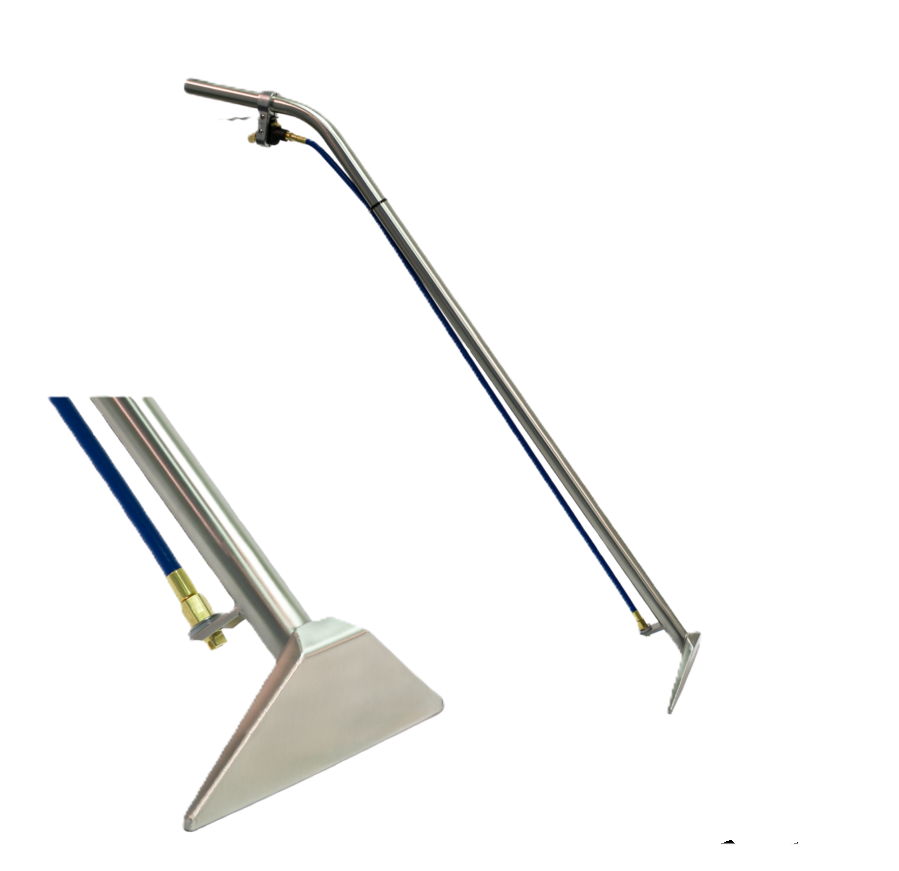 PMF W12101 Economy 1-piece stainless steel carpet cleaning wand with 12-inch head and single spray jet.