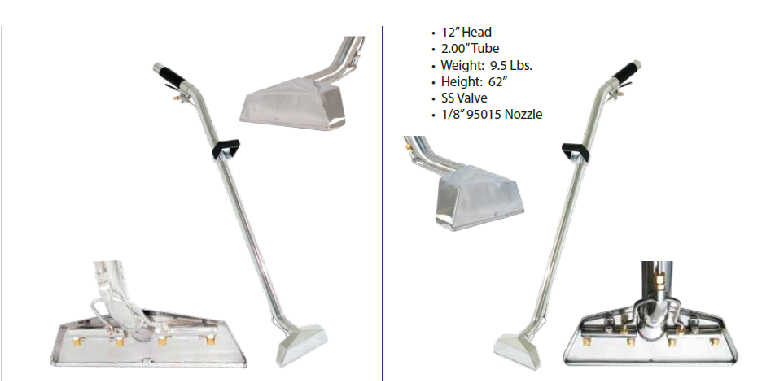 Westpak 10-0535 1¾ inch stainless steel 4-jet carpet cleaning wand with a 12-inch low-profile head and ergonomic S-bend design