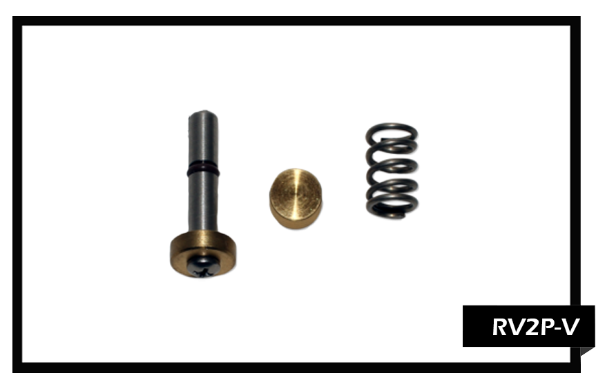 PMF RV2P-V Valve Repair Kit with High-Temp Viton Seals for Carpet Cleaning Wands – Includes Valve Stem, Spring, and O-Rings.