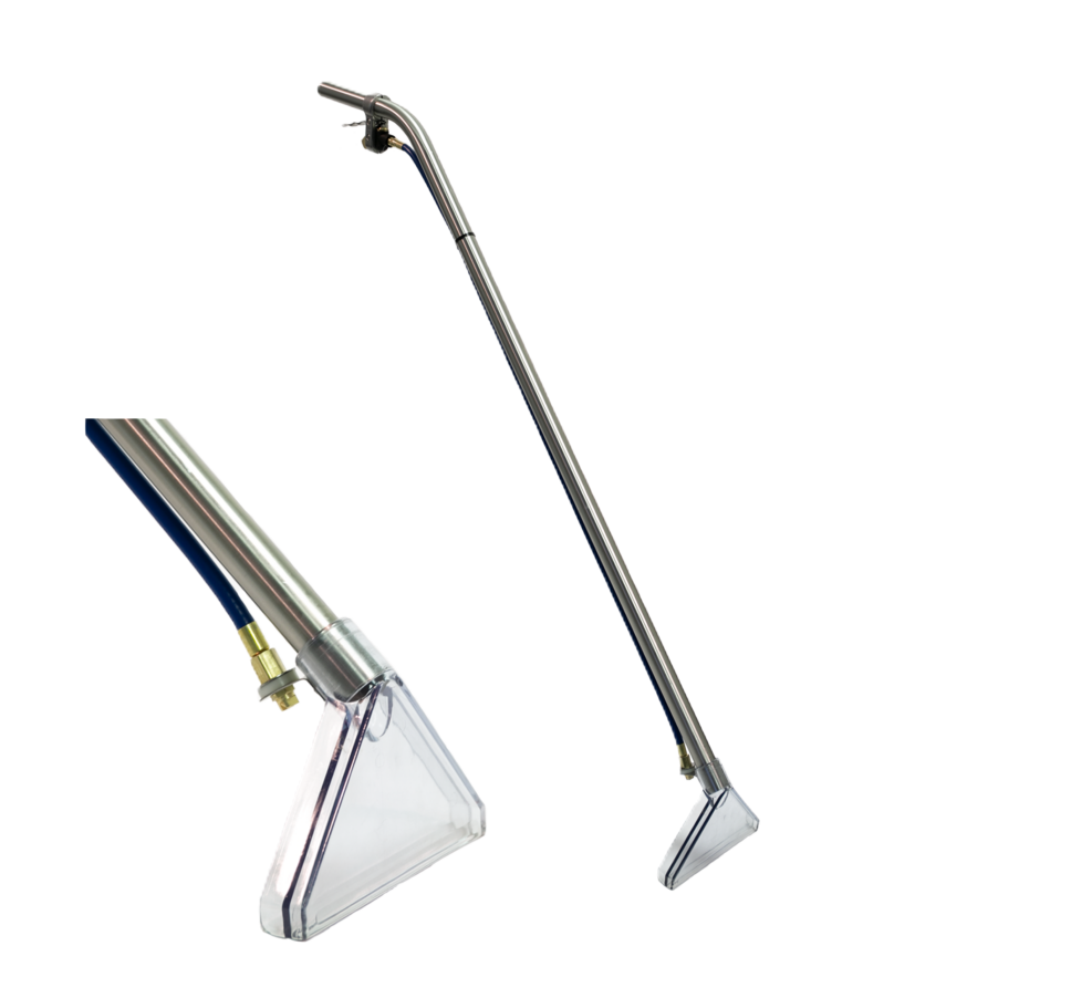 PMF W12151 Economy 12-inch stainless steel carpet wand featuring reinforced head braces and a single-jet spray for professional extraction.