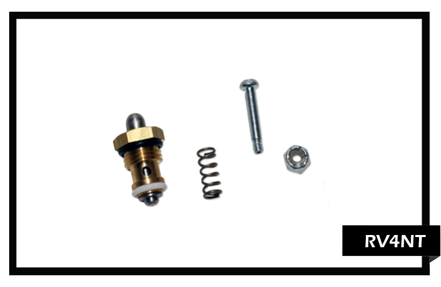 PMF RV4NT Valve Repair Kit with Teflon Seat for Carpet Cleaning Wands – Includes Valve Stem, Spring, O-Rings, and Teflon Seal.