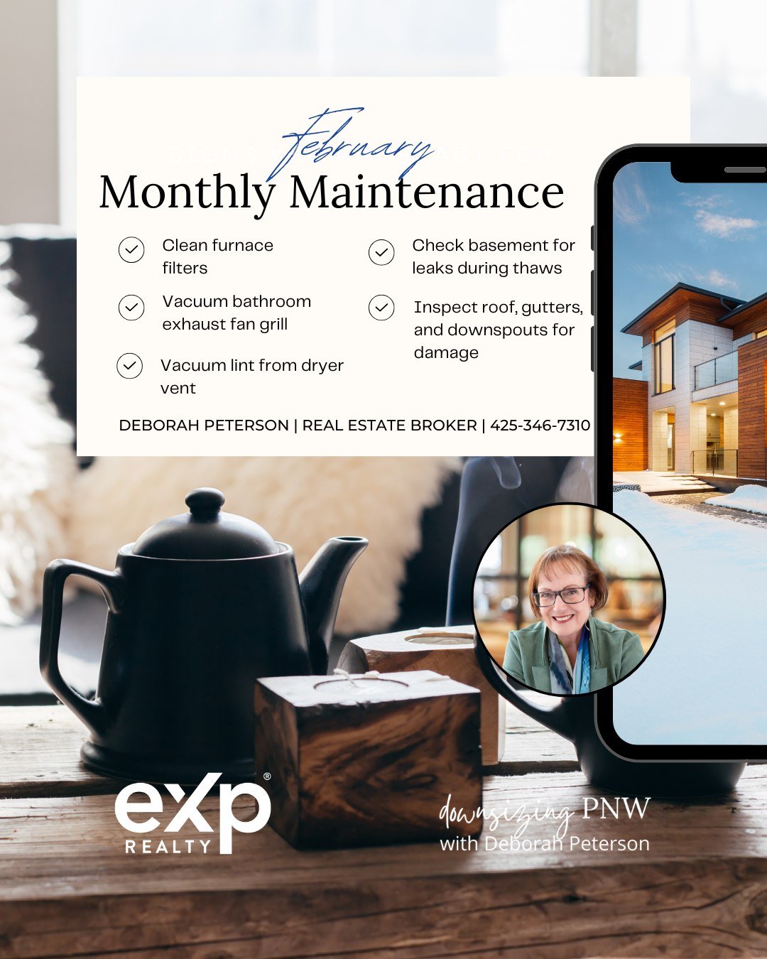 February Monthly Maintenance Tips!

✅ Clean furnace filters 
✅ Vacuum bathroom exhaust fan grill 
✅ Vacuum lint from dryer vent 
✅ Check basement for leaks during thaws 
✅ Inspect roof, gutters, and downspouts for damage 

#DeborahPeterson #Downsizin