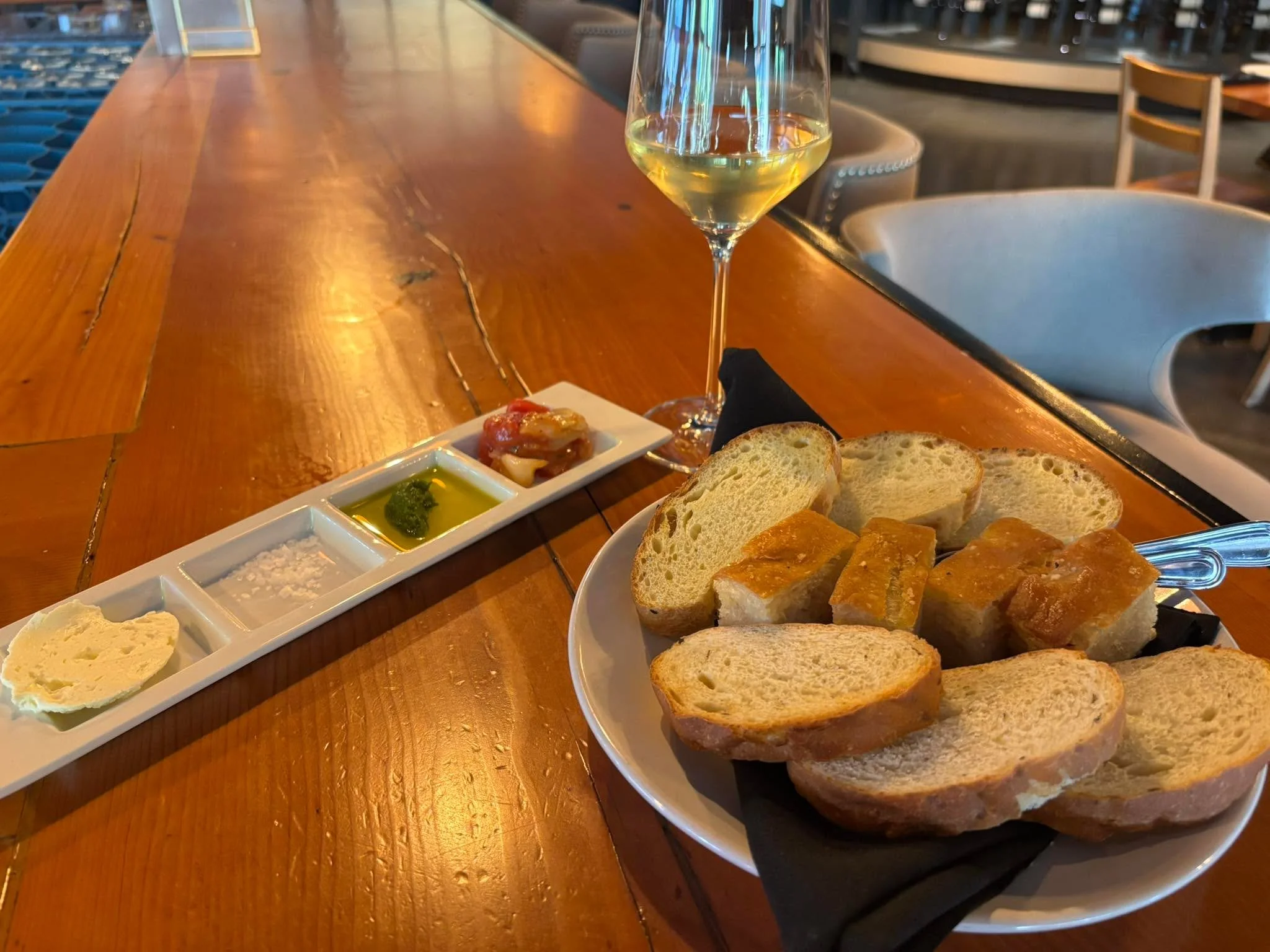 Meeting friends for dinner. I&rsquo;m early after closing my open house. Starving&hellip; while I wait.